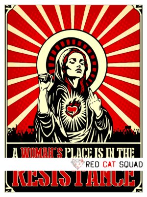 Home 1 Eco Fine Art Print – „A WOMAN’S PLACE IS IN THE RESISTANCE“ – Retro Art Poster auf Recycling-Papier (DIN A2)